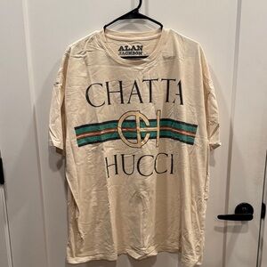 JACKSON Cream Graphic Tee with Green and Brown Stripe